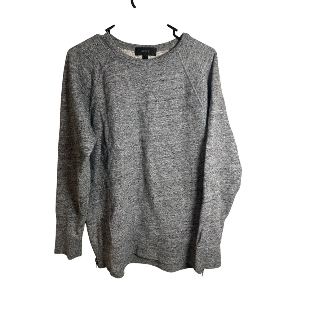 J.Crew Womens Heather Gray Raglan Sweatshirt Side Zippers Size S Long Sleeve